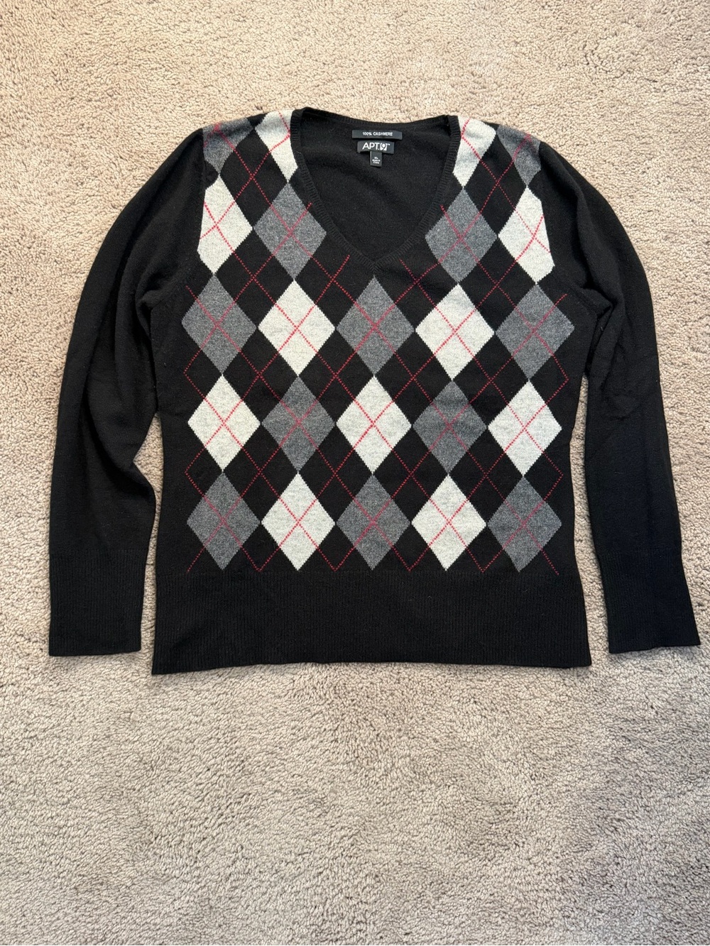 Apt 9 Argyle Cashmere Sweater Womens XL